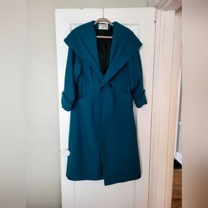 Internation Scene wool coat in teal green